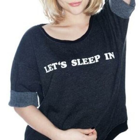 WILDFOX Let's Sleep In Sweatshirt Small S Black SLOUCHY COZY - Picture 1 of 4